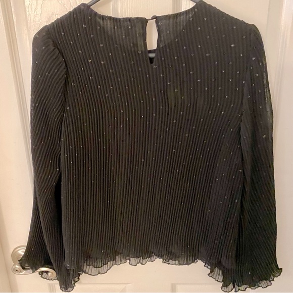 NWT BB Dakota Black Long Sleeve Blouse with Glitter Detail - Picture 3 of 6